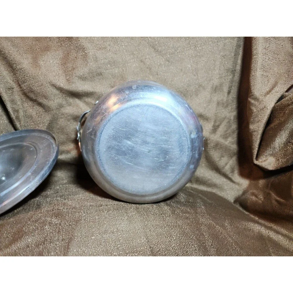 Hammered Aluminum Ice Bucket Mid Century Madmen Style Rose Bud Top Vintage